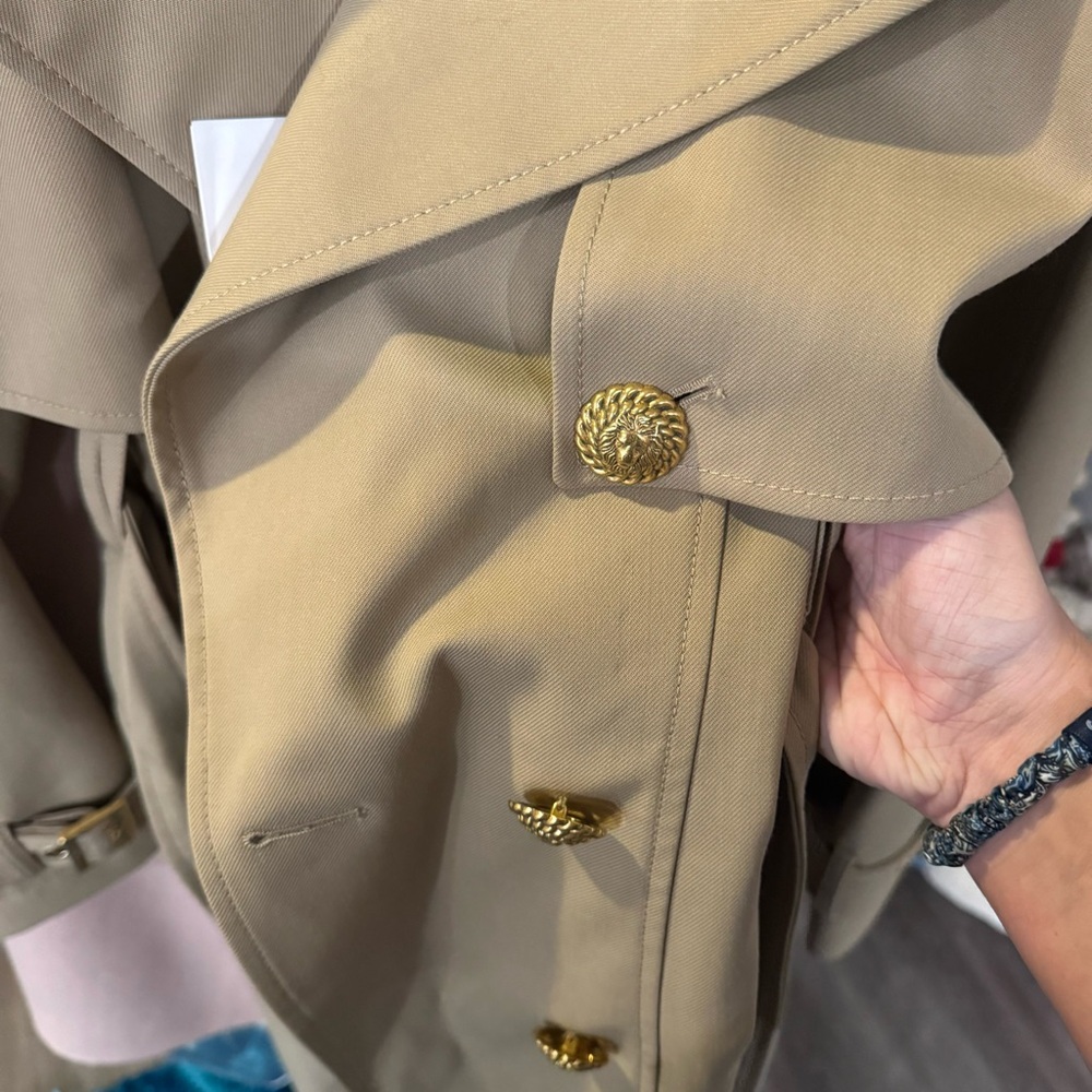 Balmain Gabardine Trench Coat in Sable - Picture 5 of 16